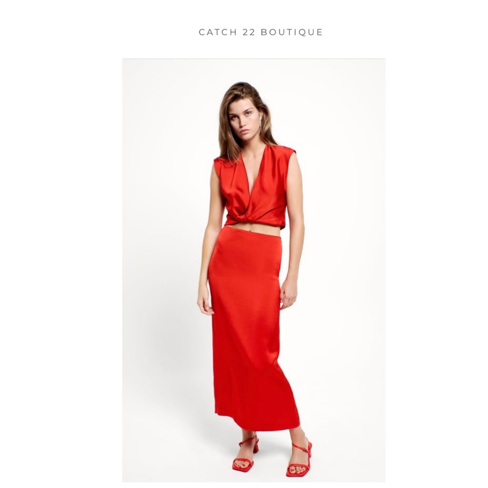 ZARA Satin Knot Top SZ L